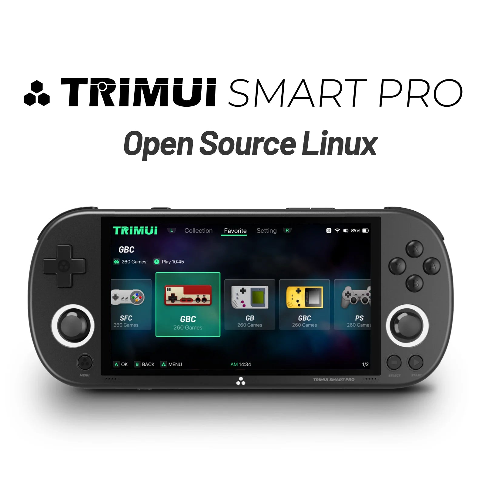 Trimui Smart Pro Handheld Game Console – 4.96'' IPS Screen, Linux System, RGB Lighting, Retro Video Game Player, Gift for Gamers