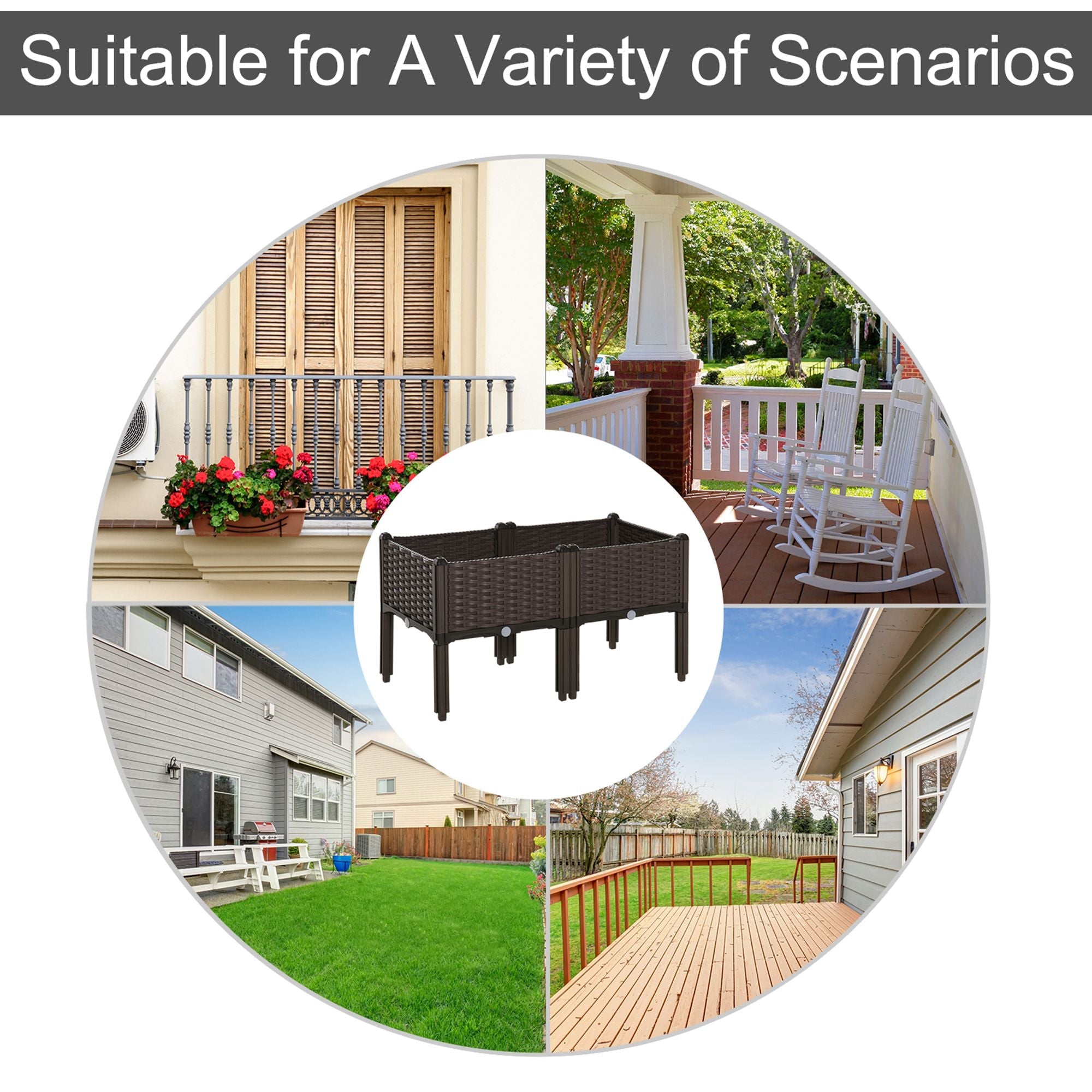 Outsunny 2-piece Raised Garden Bed PP Raised Flower Bed Plant Stand Stackable Vegetable Herb Grow Box 