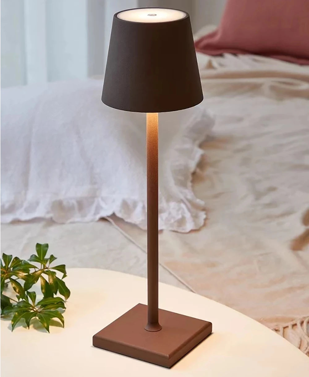 LED Bedside Table Lamp - Vintage Dimmable, 5200mAh Battery Operated, Waterproof IP54, Wireless with Candle Warmer, 3000K USB