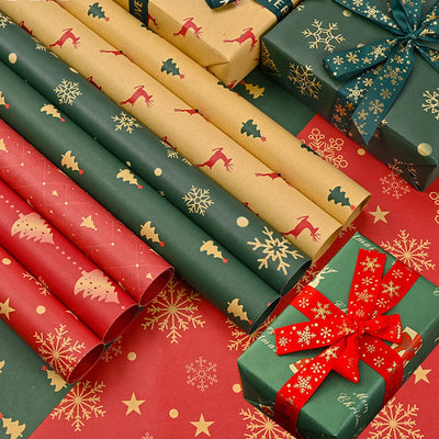 Christmas Gift Wrapping Paper Flower Bouquet Packing Kraft Paper DIY Crafts Paper Christmas New Year Party Packaging Decoration 
