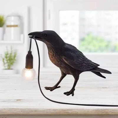 Raven Table & Wall Lamp - Resin Crow Light, AC-Powered 85-265V 