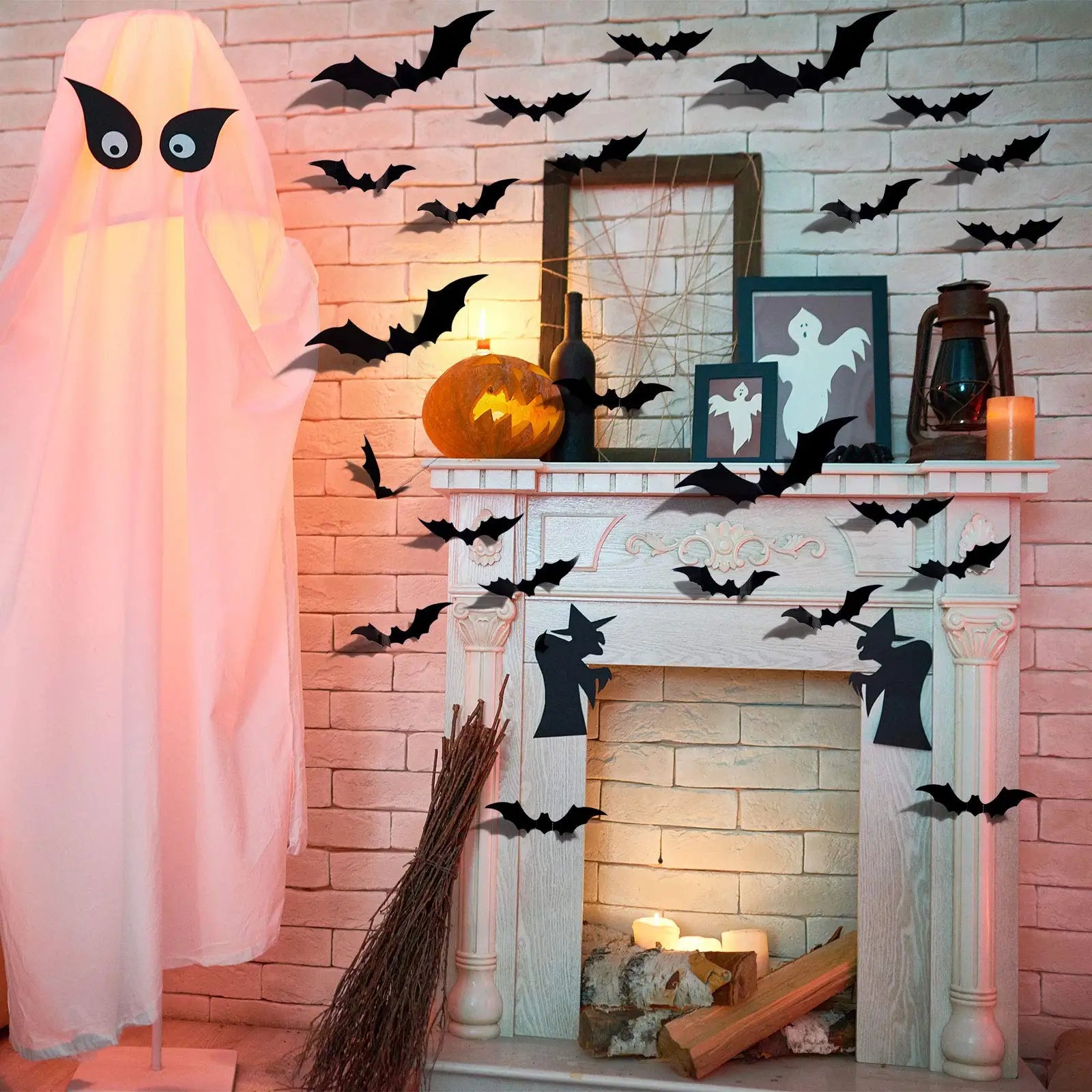 Halloween 3D Bat Decoration Plastic Bat Wall Stickers Furniture Window Yard Sign Decoration Outdoor Lawn Spooky Party Decoration