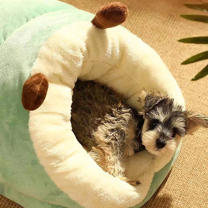 MADDEN Warm Small Dog Kennel Bed Breathable Dog House Cute Slippers Shaped Dog Bed Cat Sleep Bag Foldable Washable Pet House 