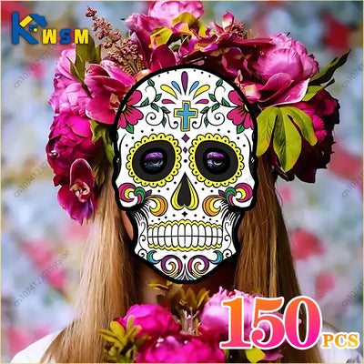 Mexican Day of The Dead Masks Diy Skull Mask Halloween Party Masquerade Paper Skeleton Ghost Face Masks Halloween Decorationv 