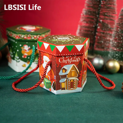 LBSISI Life 20pcs Christmas Cookie Gift Boxes For Candy Chocolate Packaging Happy New Year Paper Party Decoration Kids Navidad 
