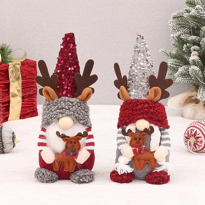 Sequins Faceless Doll   Lighted Rudolph Doll  Christmas light up faceless doll ornament Desktop Christmas Decoration 
