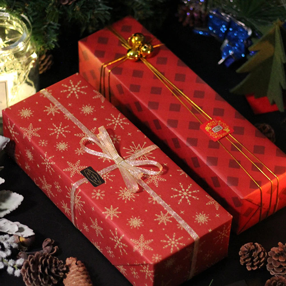 8Pcs Christmas Wrapping Paper DIY Craft Supplies Stripe Gift Yellow Kraft Xmas Present Wrapping Home Festive Party Decoration 