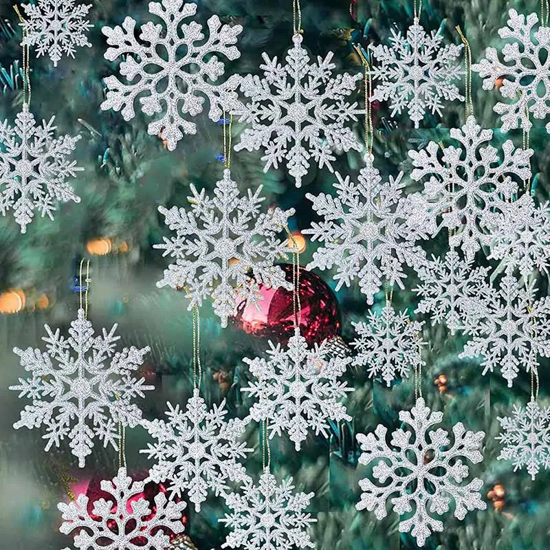 12pcs/lot Christmas Fake Snowflakes Xmas Tree Hanging Ornament Simulation Ice Winter Party Christmas New Year Decoration Icicle