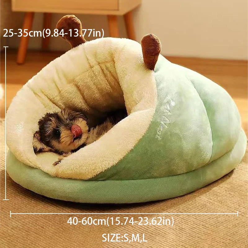 MADDEN Warm Small Dog Kennel Bed Breathable Dog House Cute Slippers Shaped Dog Bed Cat Sleep Bag Foldable Washable Pet House 