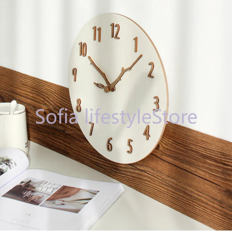 Korean Creative Wall Clock - Modern Wooden Design, Mute Living Room Clock, Simple and Fashionable Wall Watch