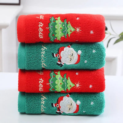 Bathroom Towel Set Coral Fleece Absorbent Microfiber Santa Embroidery Christmas Tree Face Towels Bath Towel Towel Xmas Gifts 