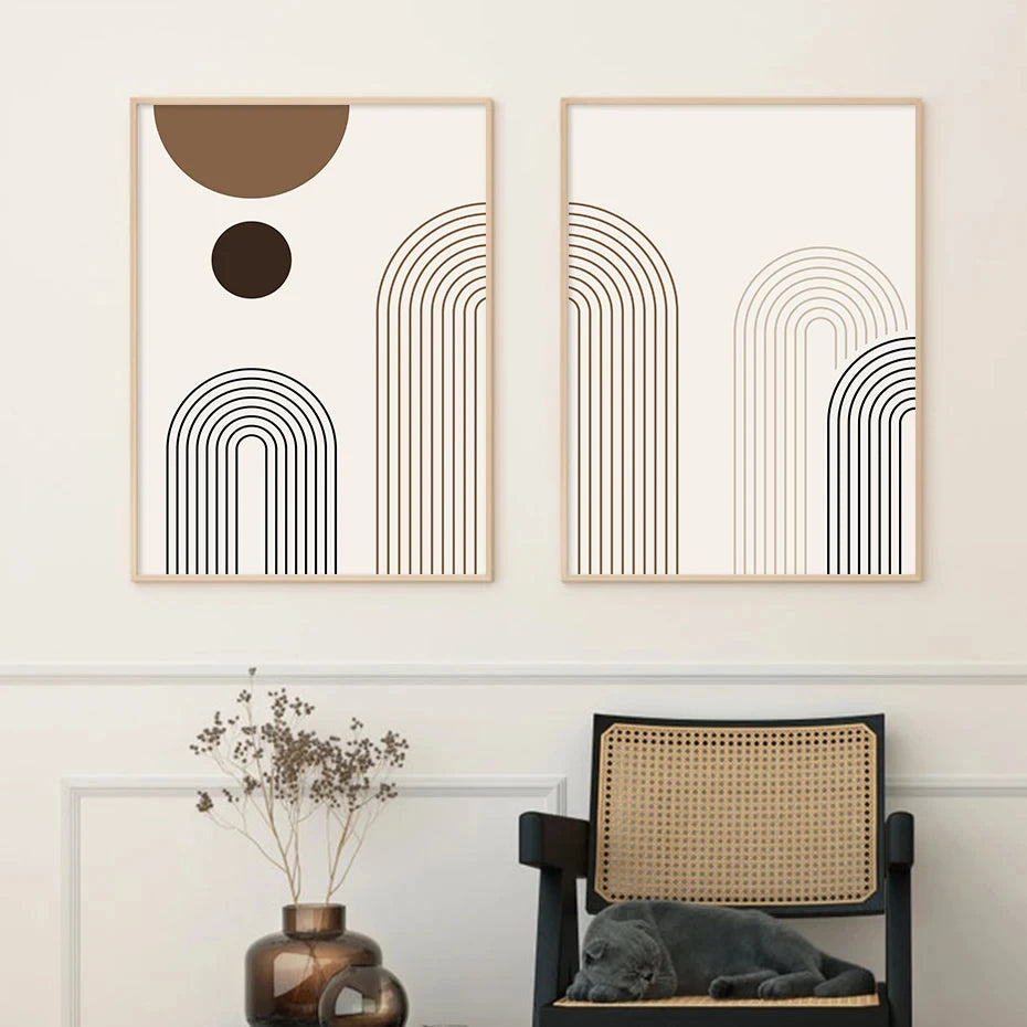 Abstract Geometric Lines Bohemian Posters Oil Paintings Wall Art Prints Modern Living Room Indoor Home Decoration Pictures 