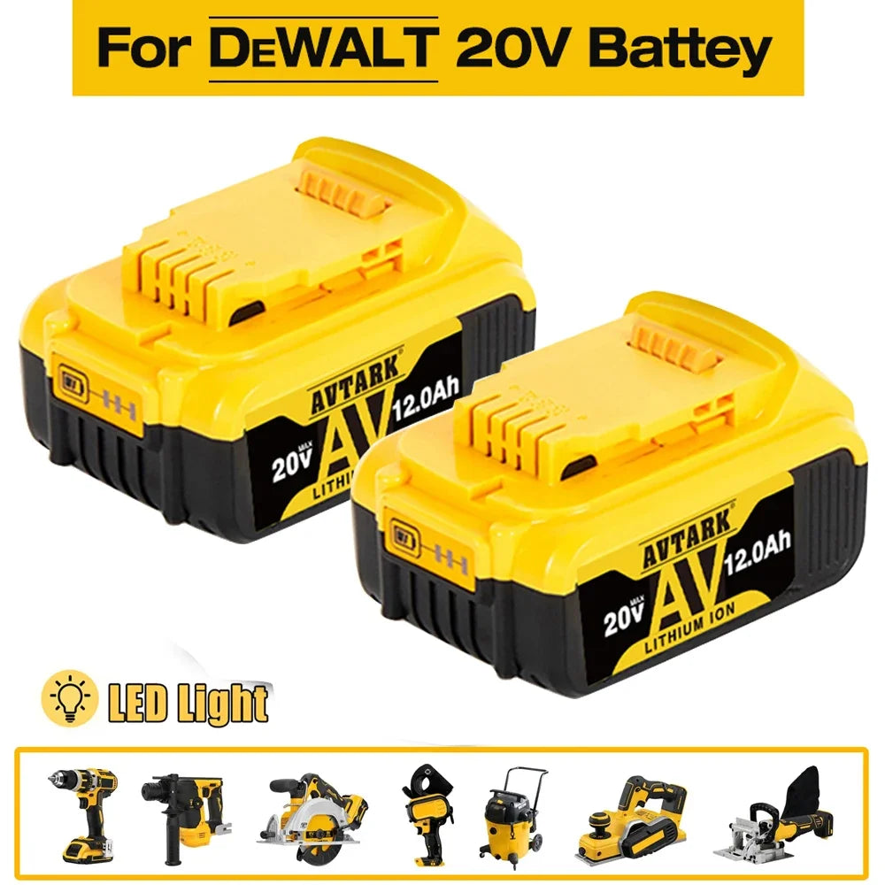 DCB200 20V Battery – Compatible with DeWalt Power Tools, 18V, 12Ah Rechargeable Lithium Battery