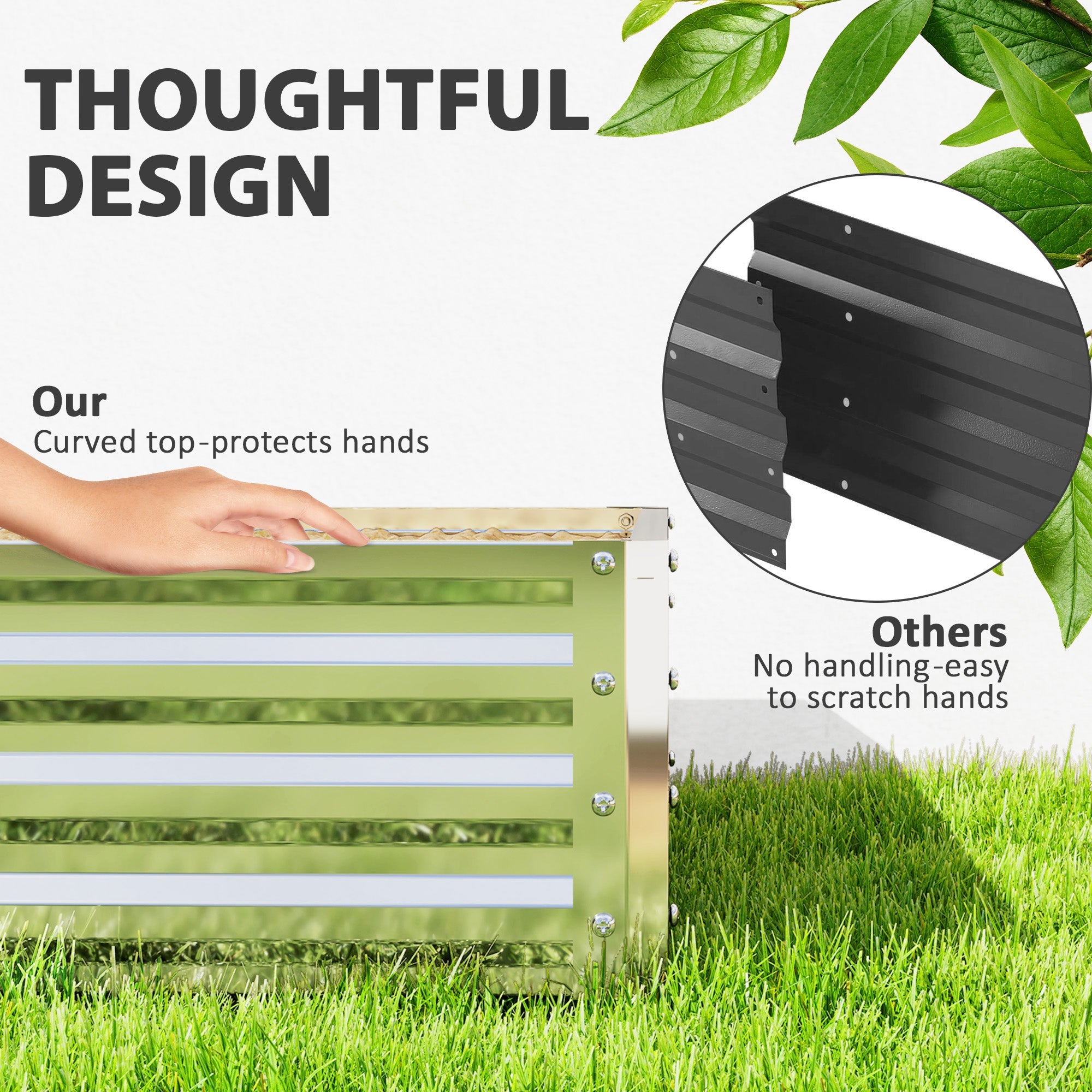 Outsunny 4' x 4' x 1' Raised Garden Bed Galvanized Steel Planter Box for Vegetables, Flowers, Herbs, Silver 