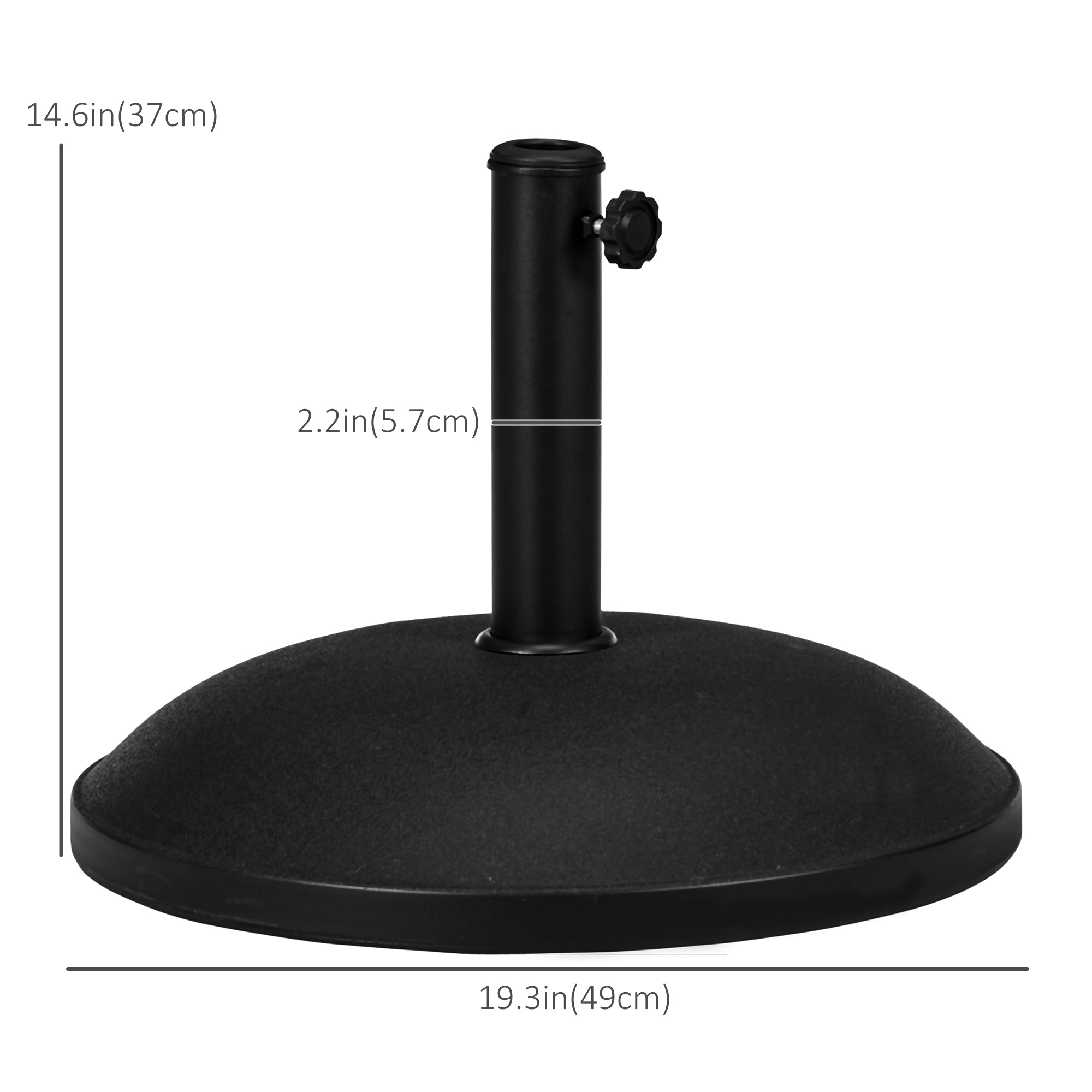 Outsunny 55lb Cement Round Umbrella Base: Heavy Duty Outdoor Patio & Backyard Stand, Black 