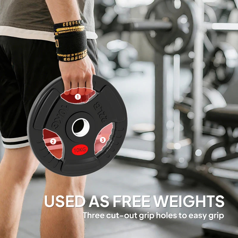 Soozier Weight Plates Set, 2-Inch Barbell Weights Set w/Tri-Grips for Home Gym Weightlifting and Strength Training, 2 x 22lbs