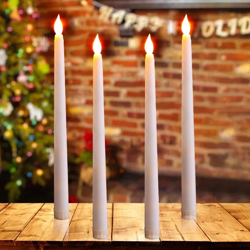 8PCS Long LED Candles Flameless Battery Powered Pointed Candle Light Decorative Flickering Candle Light for Home Event Christmas