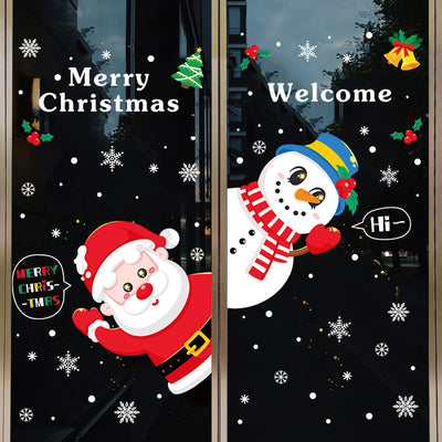 Christmas Window Stickers Santa Claus Elk Merry Christmas Decoration For Home Xmas 2022 Navidad Kerst Gift Happy New Year 2023 