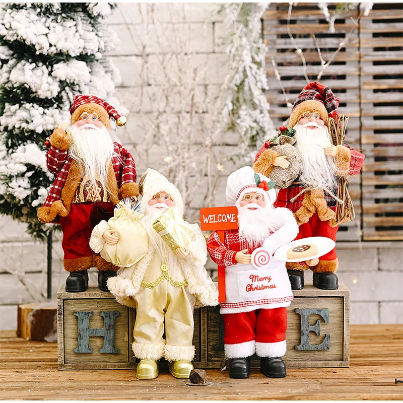 New14 Inch Inch Sitting Santa Claus Figurines Christmas Figure Decorations Hanging Xmas Tree Ornaments Santa  Toy Collectible