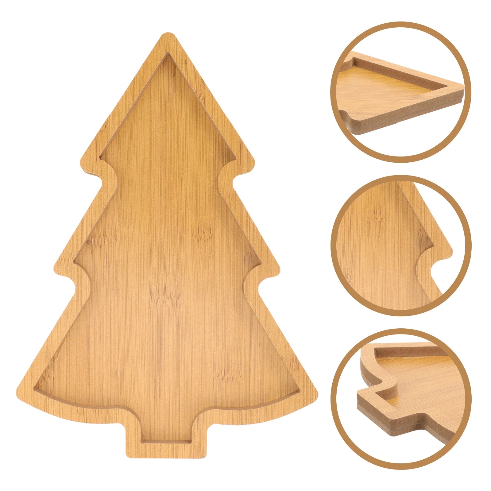Christmas Tree Tray Snack Shaped Wood Plate Dessert Dish Food Dinner Wooden Creative Serving 