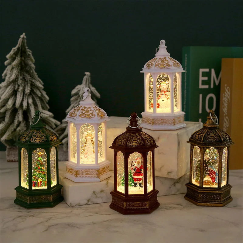 Christmas LED Lantern Candle Night Light Ornaments Santa Claus Snowman Hanging Lamp For Home New Year Xmas Party Decoration