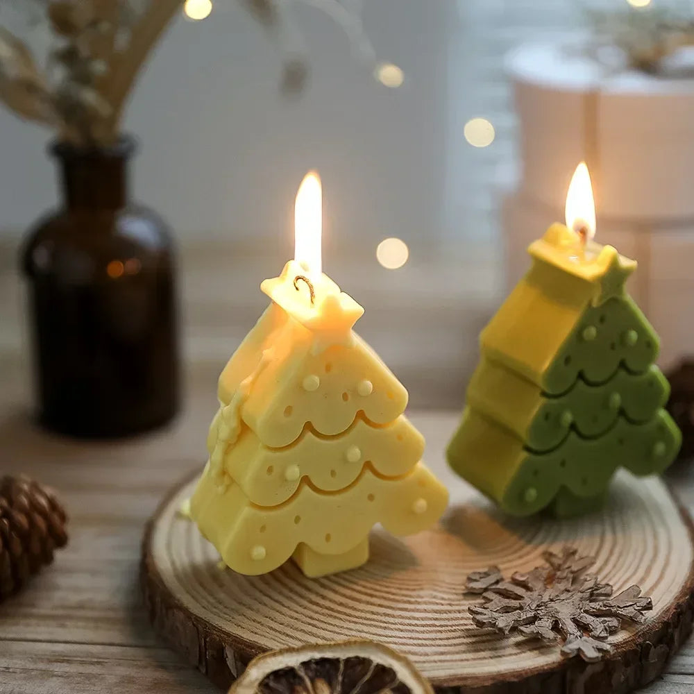 Ins Macaron Candle Handmade Christmas Tree Snowflake   Creative Xmas Bean Wax Aromatherapy Scene Party Decoration 