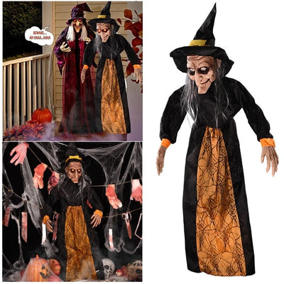 Halloween Witch Ghost Decor Horror Pendant Glowing Prank Props Electric Toys Haunted House Bar Club Home Festival Decoration 