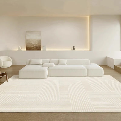 Striped Beige Minimalist Living Room Carpet Customizable Large Size Carpets Comfortable Soft Bedroom Rug Washable Easy Clean Rug 