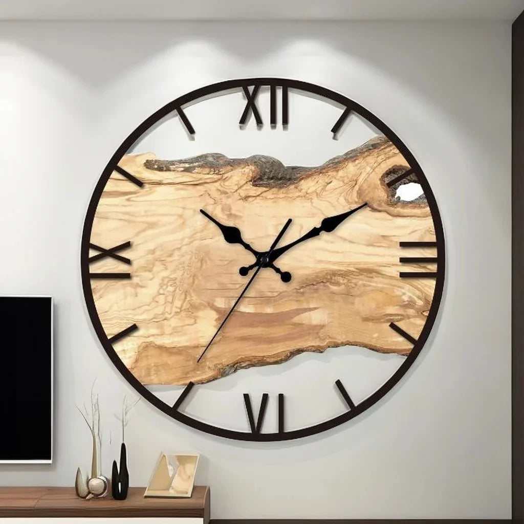 Simple Transparent Wall Clock Acrylic Wood Grain Silent Movement Clock High Quality Living Room Bedroom Office Home Decor New