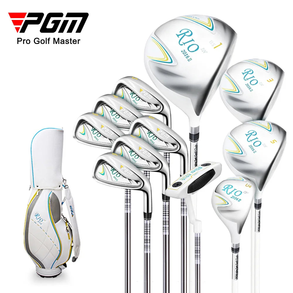 PGM RIO Women’s 9/11pcs Golf Club Set - Carbon Stainless Steel Irons, Wood Driver, Beginner Training Golf Accessories, LTG014