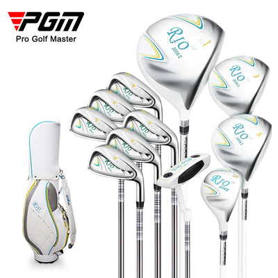 PGM RIO Women’s 9/11pcs Golf Club Set - Carbon Stainless Steel Irons, Wood Driver, Beginner Training Golf Accessories, LTG014 