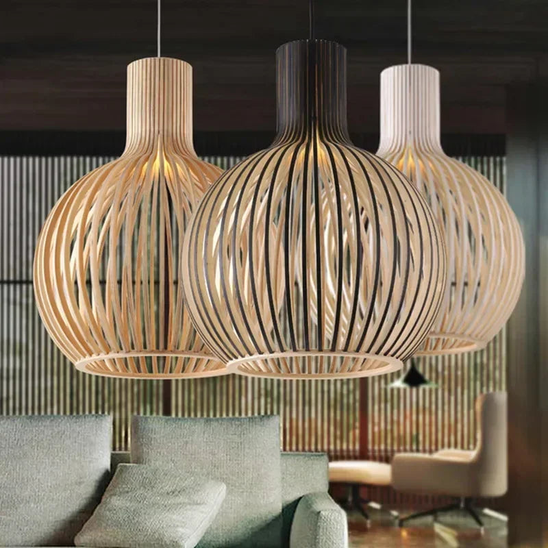 Designer Pendant Lamp – Country Style Foscarini Wood Cage Chandeliers, Black Bamboo Lighting Fixtures, Drop Shipping