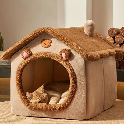 Foldable Pet House Removable Washable Cat House Puppy Cave Sofa Pet Bed House for Extra Small Dogs and Small and Medium Cats 