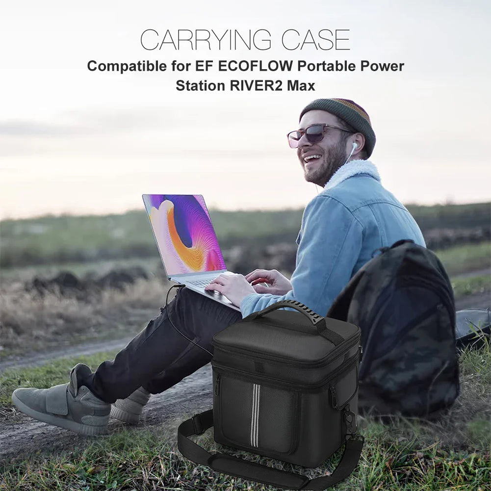 Portable Power Station Bag Waterproof Protective Case with Shoulder Strap & Handle for Ecoflow River 2 Pro & Ecoflow River 2 Max 