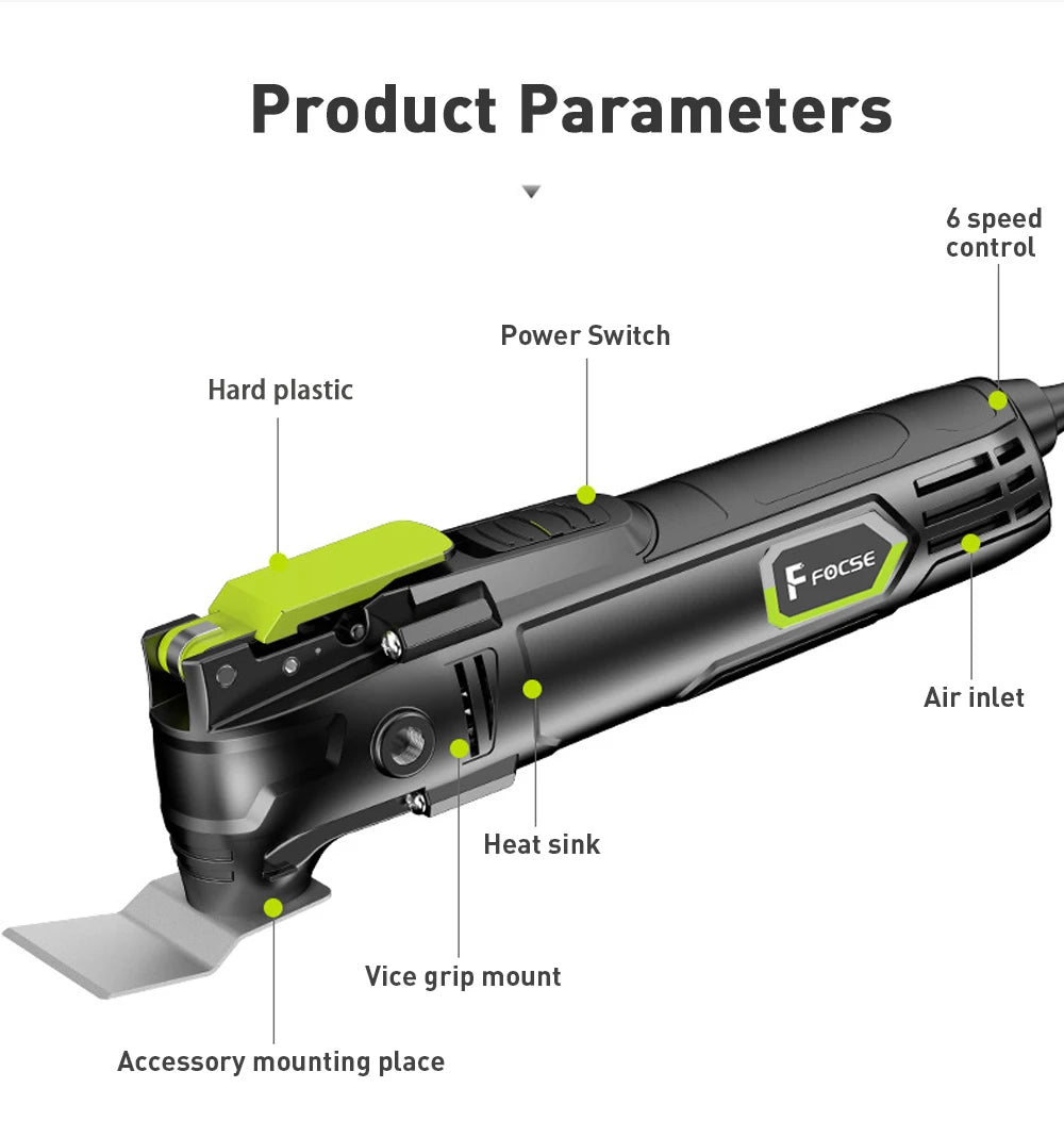 500W Electric Multifunction Oscillating Tool – Variable Speed Trimmer & Saw with Accessories, Home Decoration & Renovation