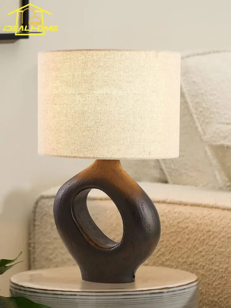 Designer Wabi-Sabi Modern Resin Table Lamp – LED E27, Art Decorative Desk Light for Living Room, Model Room, Bedside, and Coffee Tables 