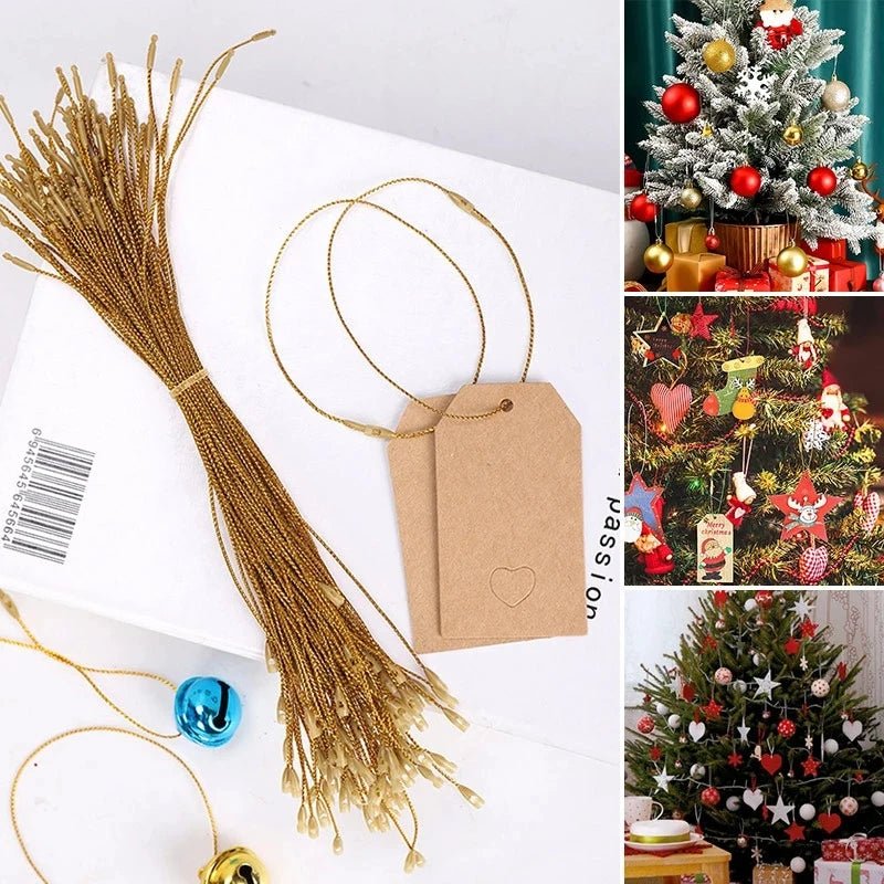 100pcs Christmas Rope Polyester String Thread Lanyard Line Xmas Tree Ball Ropes Hanging Pendant Ornament Tag Label Decoration 