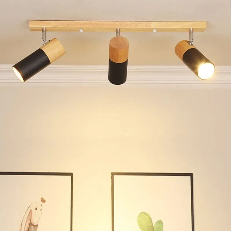 Wood Ceiling Light – Nordic Rotatable Spotlight for Bedroom, Study, Foyer, Corridor, and Cloakroom, Simple Indoor Home Decor Lamp 