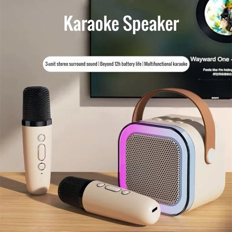K12 Portable Karaoke Machine - Bluetooth 5.3 PA Speaker System with 1-2 Wireless Microphones, Ideal for Home, Family Singing, and Kids' Xmas Gifts 