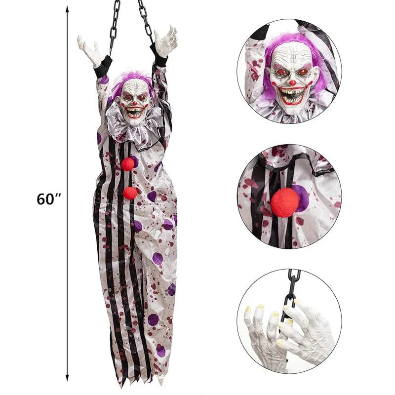 Halloween Decorations Electric Voice-activated Hanging Ghost Clown Hanging Ghost Haunted House Horror Decoration Props