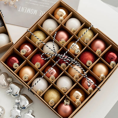 25pcs 4cm Small Size Glass Christmas Ball Ornaments Champagne Christmas Tree Party Decoration New Year Christmas Spheres Pendant 