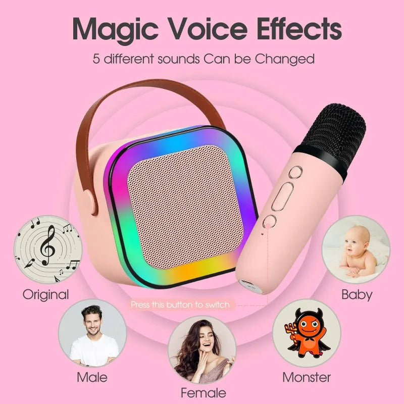 K12 Portable Karaoke Machine with Bluetooth, 5.3 PA System, Wireless Microphones, RGB Lights - Ideal for Home KTV and Kids' Gifts 