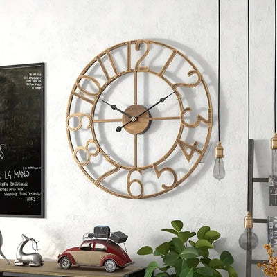 Retro Metal Wall Clock Creative Iron Art Decoration Digital Living Room Watch Home Decoration Wall Hanging Art Large Wall Clock 