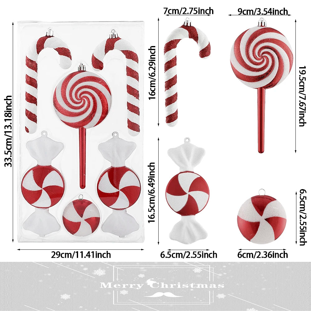 Mix Cute Xmas Candy Canes lollipop Christmas Tree Balls Ornament Hanging Christmas Home Decoration 2023 Navidad natal Noel Decor 