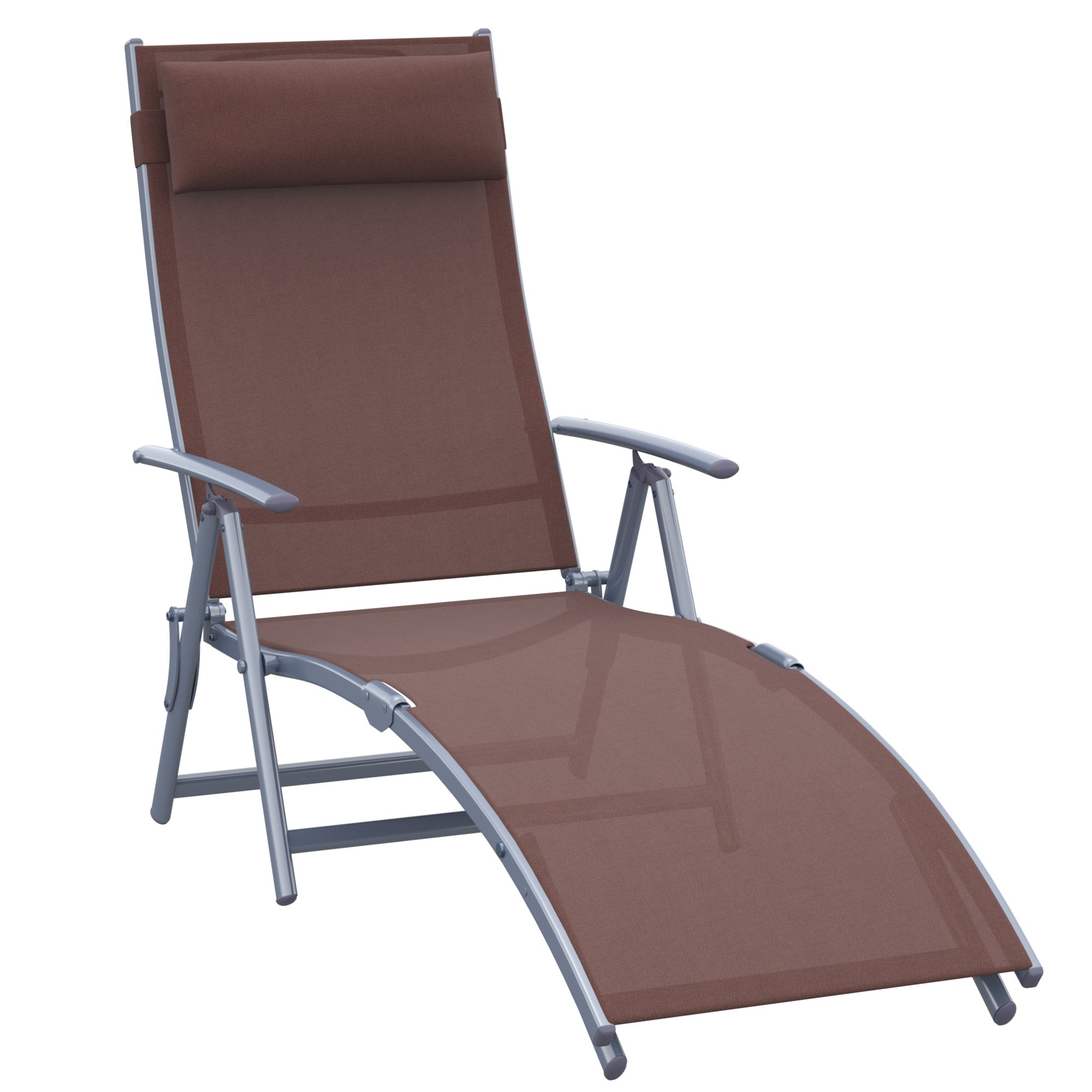 Outsunny Reclining Retreat: Adjustable Tri-Fold Patio Chaise Lounge Chair, Outdoor Garden Sun Lounger in Brown 