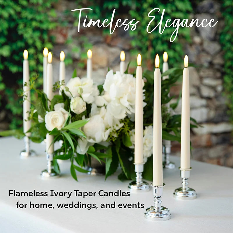 120-12Pcs Flameless Taper Candles Battery Operated LED Candle Flickering Candles Faux Candle Halloween Christmas Wedding Decor 