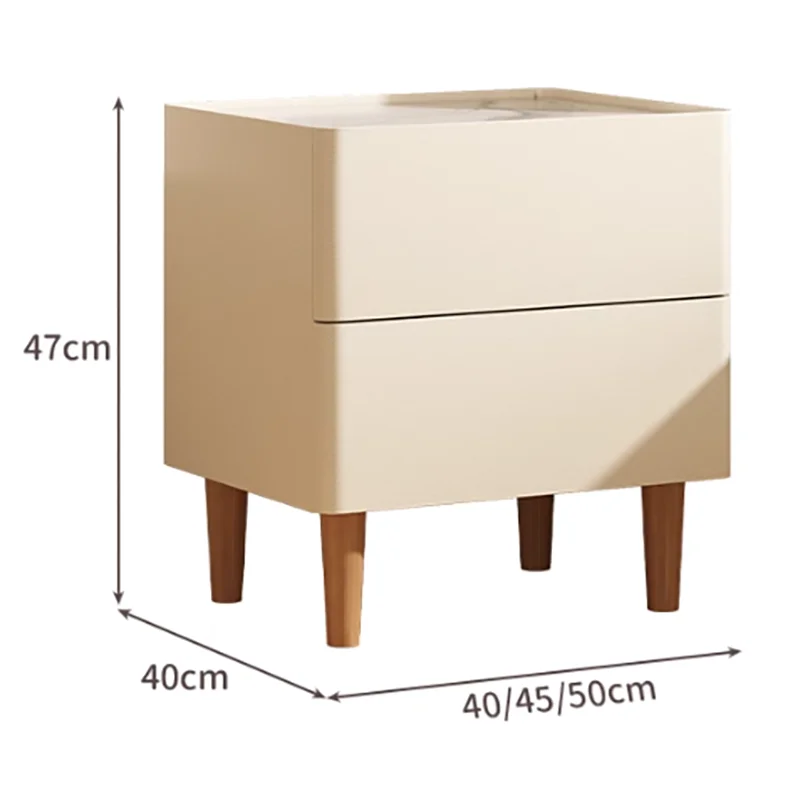 Aesthetic Minimalist Nightstand White Japanese Hidden Storage Luxury Bedside Table Drawers Space Saving Comodini Home Furniture 