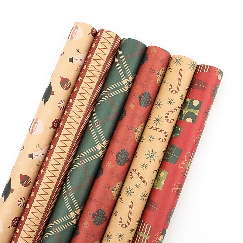 Christmas Gifts Wrapping Paper Snowflakes DIY Bag Kraft Paper Birthday Party Gift Card Holiday Packing Decoration Crafts Paper