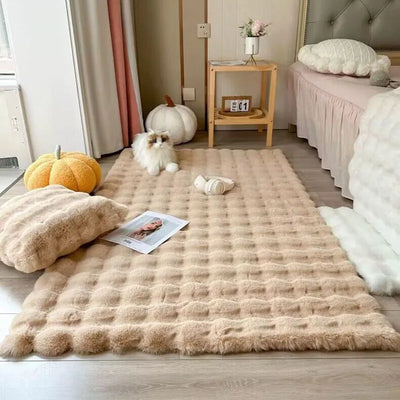 1Pc Bubble Plush Carpet For Home Decor Imitation Rabbit Hair Balcony Cushion Kids Living Room Faux Fur Rug Girl Bedroom Foot Mat 