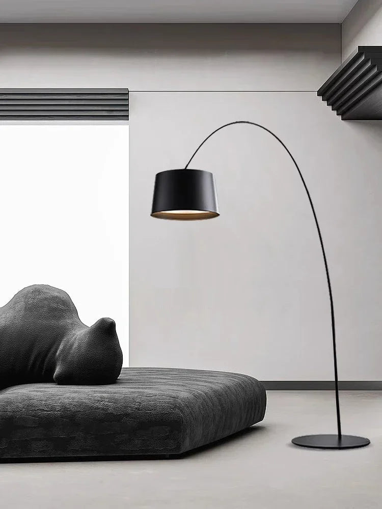 Modern Minimalist LED Floor Lamp - Nordic Arc Design for Living Room & Bedroom, Stylish Fishing Lamp Fixtures 